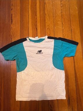 New Balance White, Teal & Black Sport Crew Tee